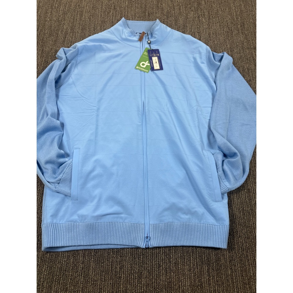 FootJoy Hybrid Full Zip Golf Sweater Mens Large Riviera Blue Drireleas 33320 NWT